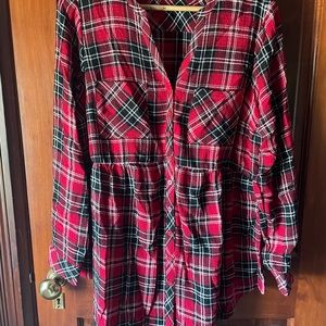 Torrid 0X red plaid long tunic